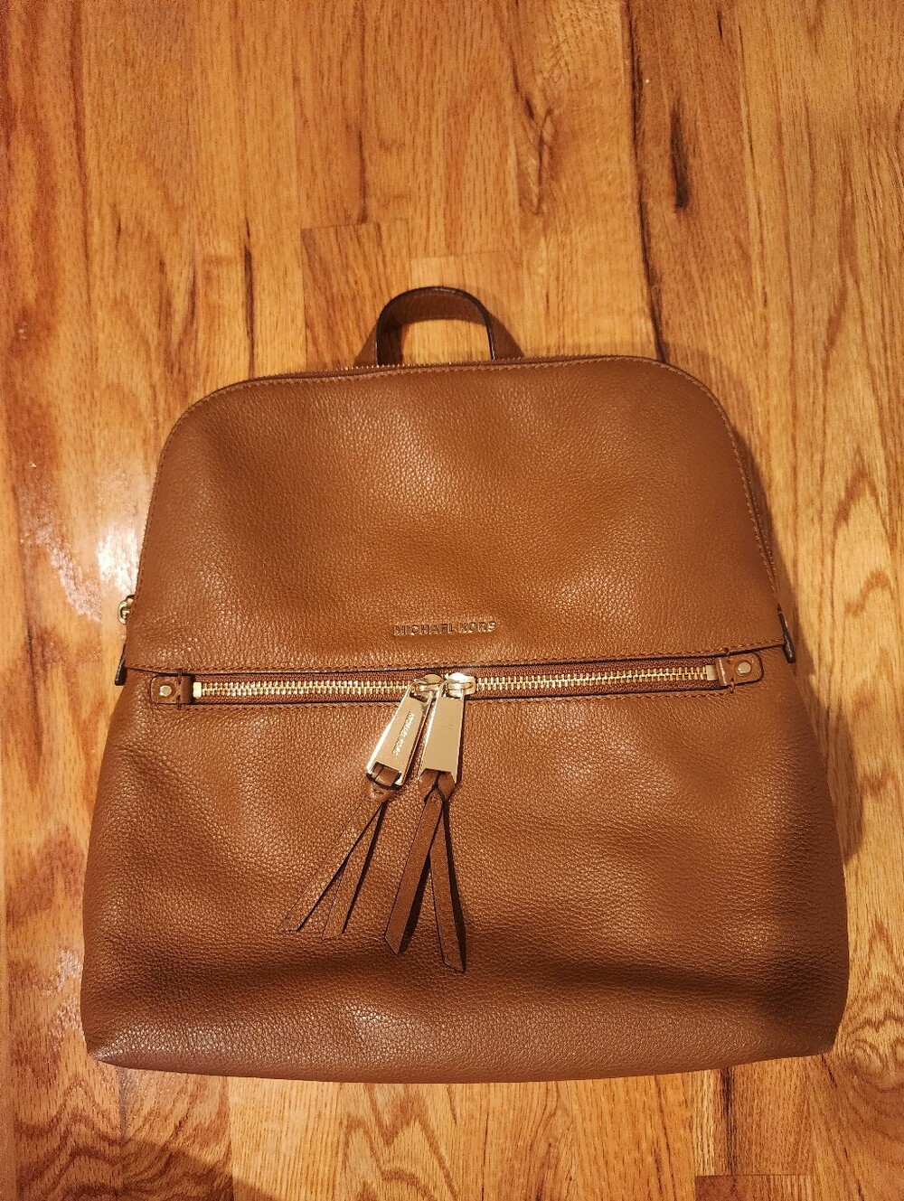 Michael Kors Cognac Leather Backpack with Tassel Zipper